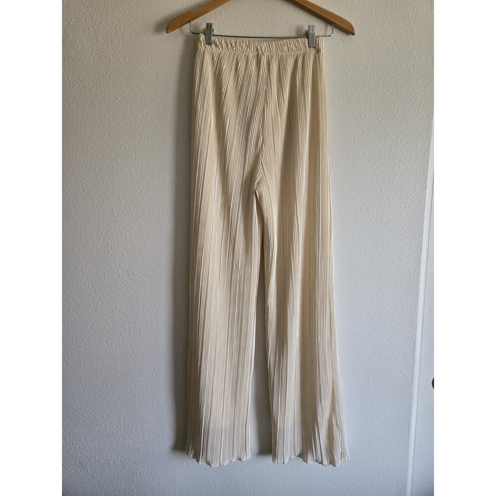 12th Tribe Zaria Cream Plisse Pants Long Sleeve Top Set Small Euro Summer Boho - Picture 8 of 13
